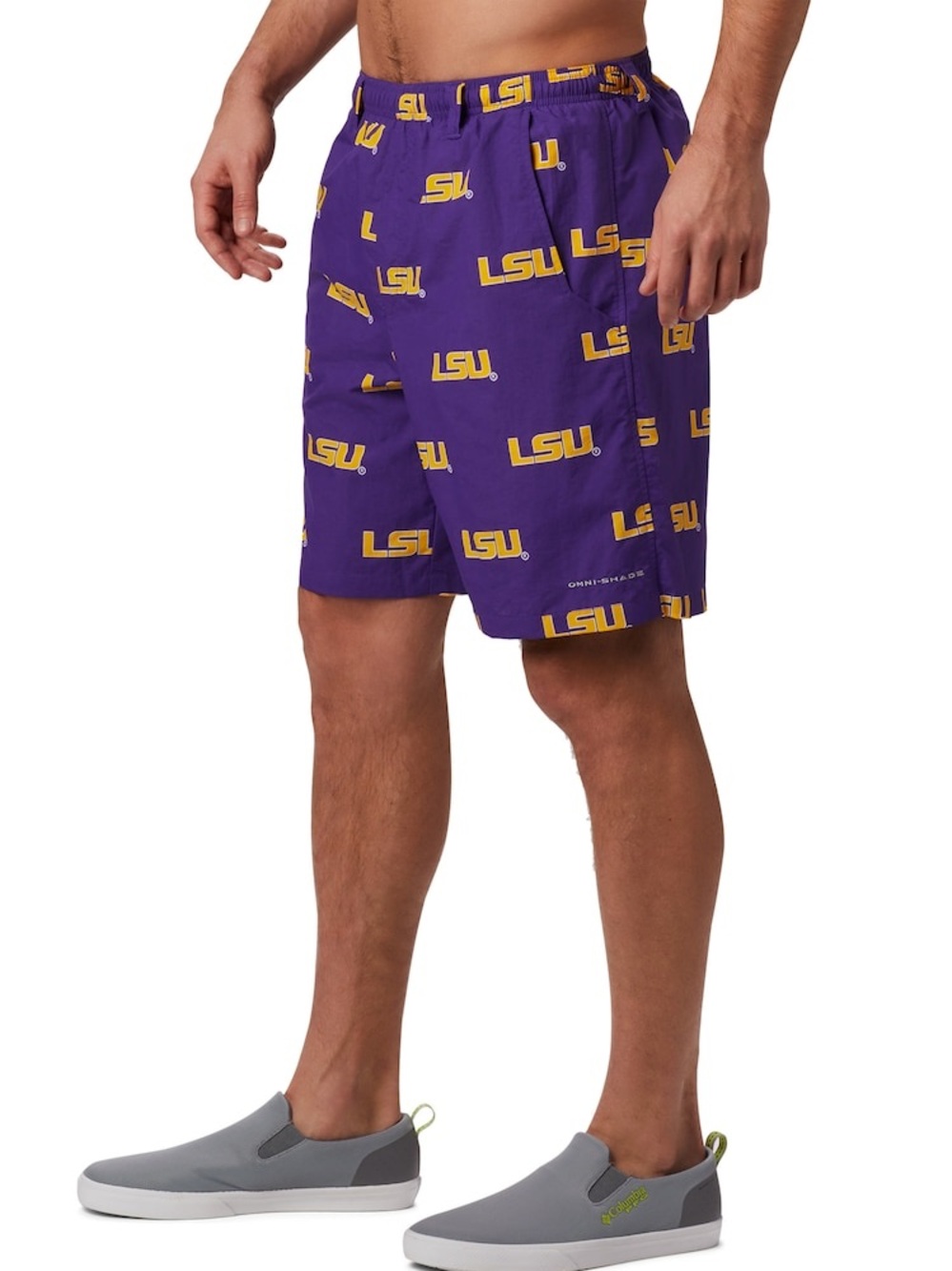NWT LSU Tigers Men’s Columbia Backcast III Swim Trunks 6” Hybrid Shorts~Med~$50